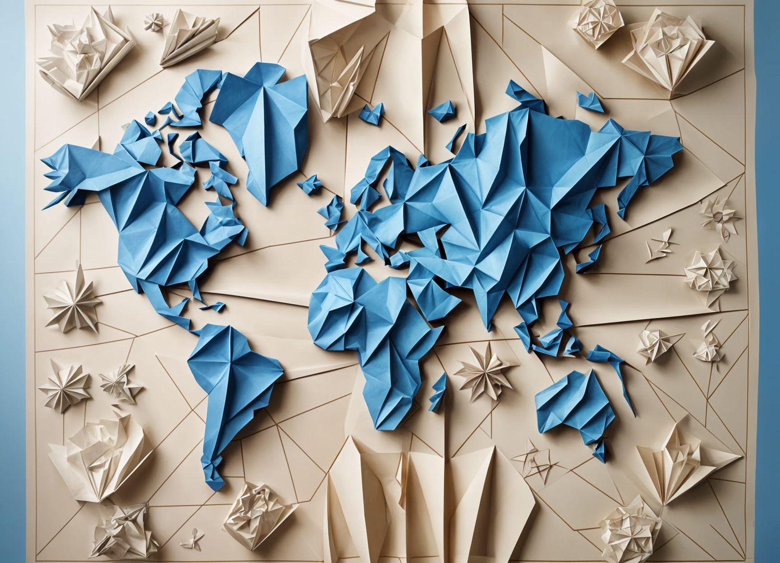 Origami World Map in 3D Papercraft