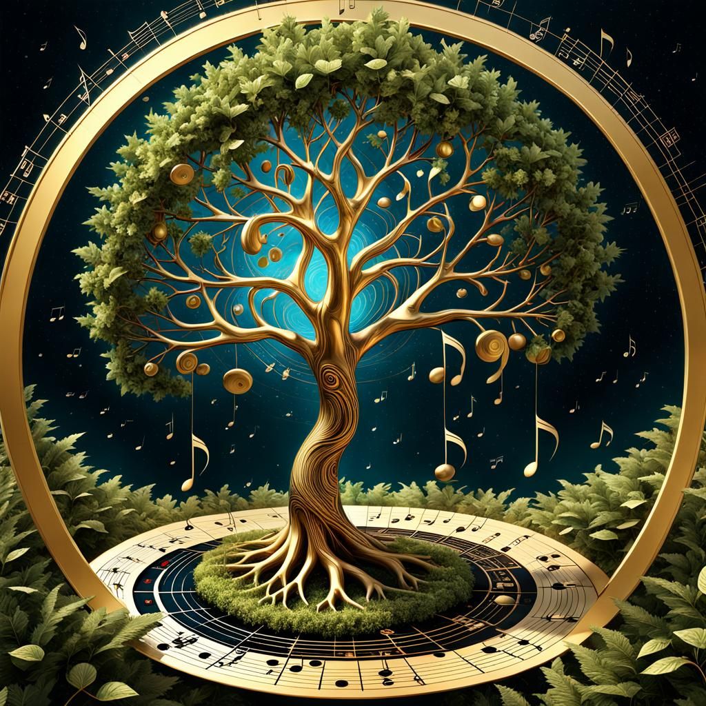 Tree of Harmony with Fibonacci Sequence in Digital Art