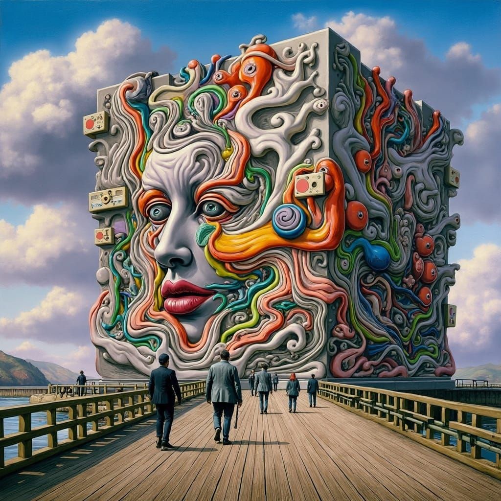 Surreal Figure Emerges in Abstracted Photorealism Style