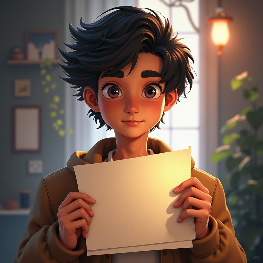 Triumphant Student Reveals Report Card in Vibrant Art Nouvea...