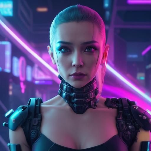 Cyberpunk Cyborg in Biopunk Cityscape: Vivid Micro Photograp...