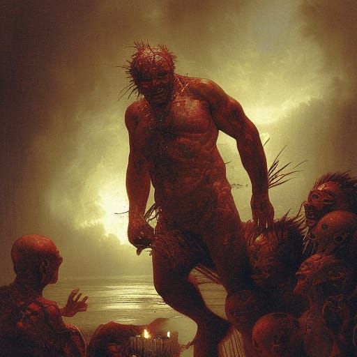 Bean Boy Baked Beans Advertisement in Doré Style