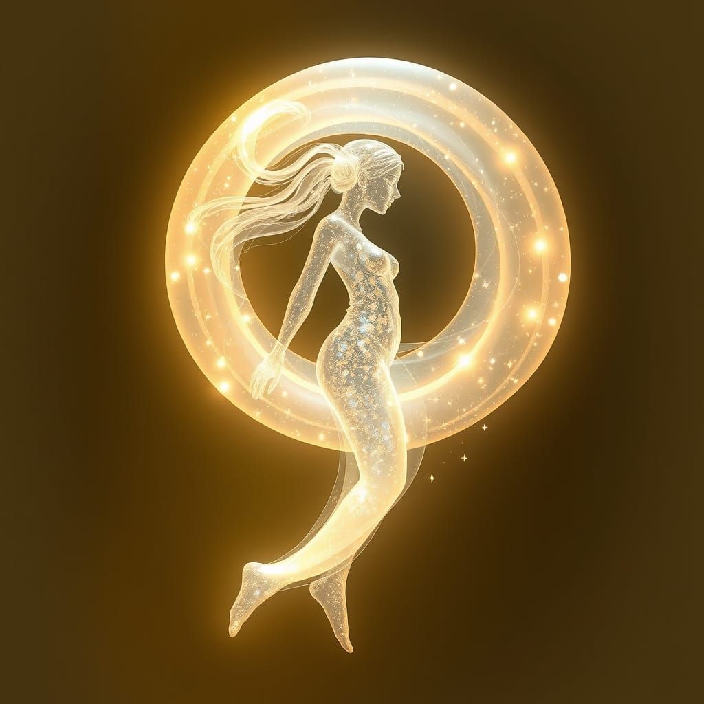 Luminous Spiral Female Form in Pearl Gold Shimmer