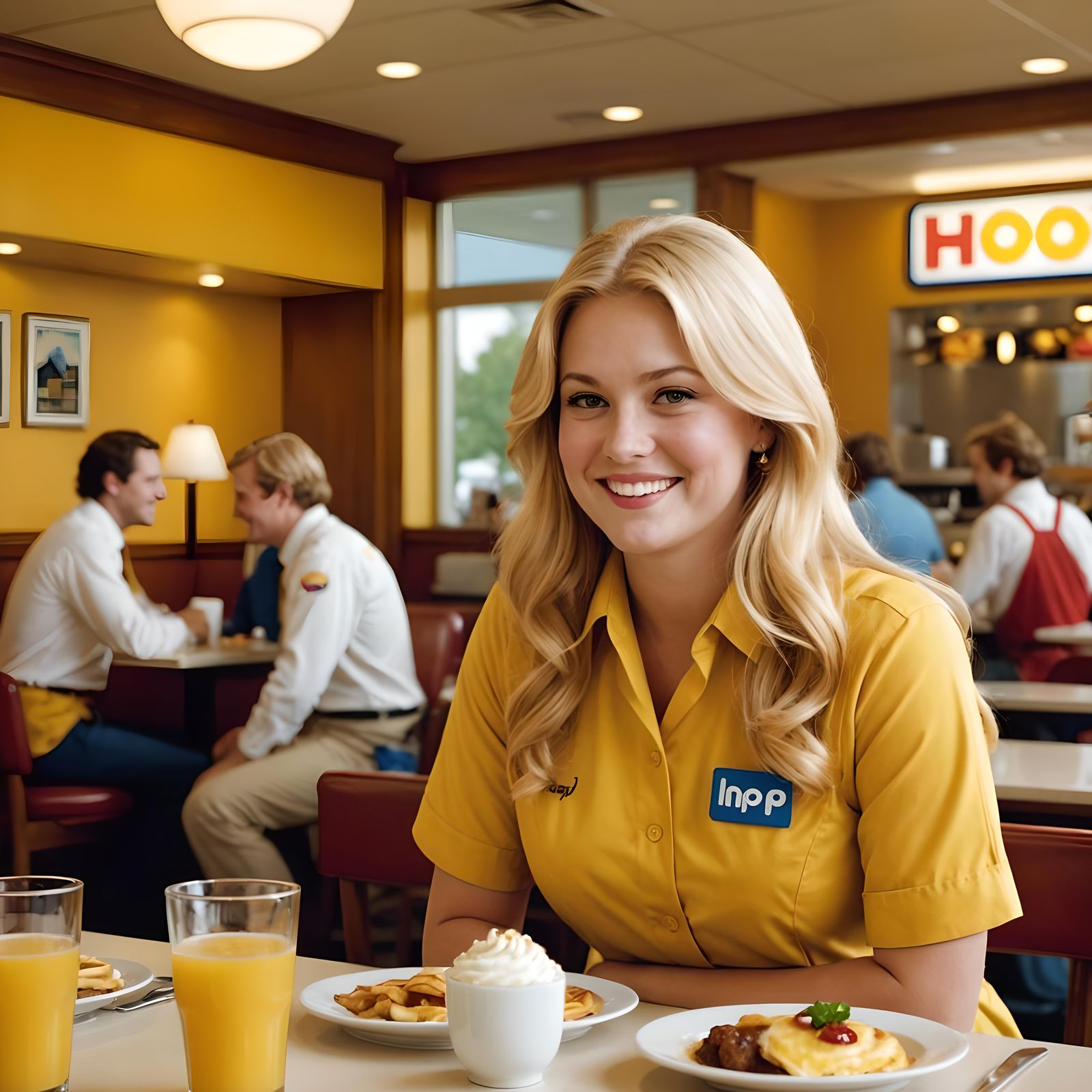 1970s Blonde Waitress at IHOP