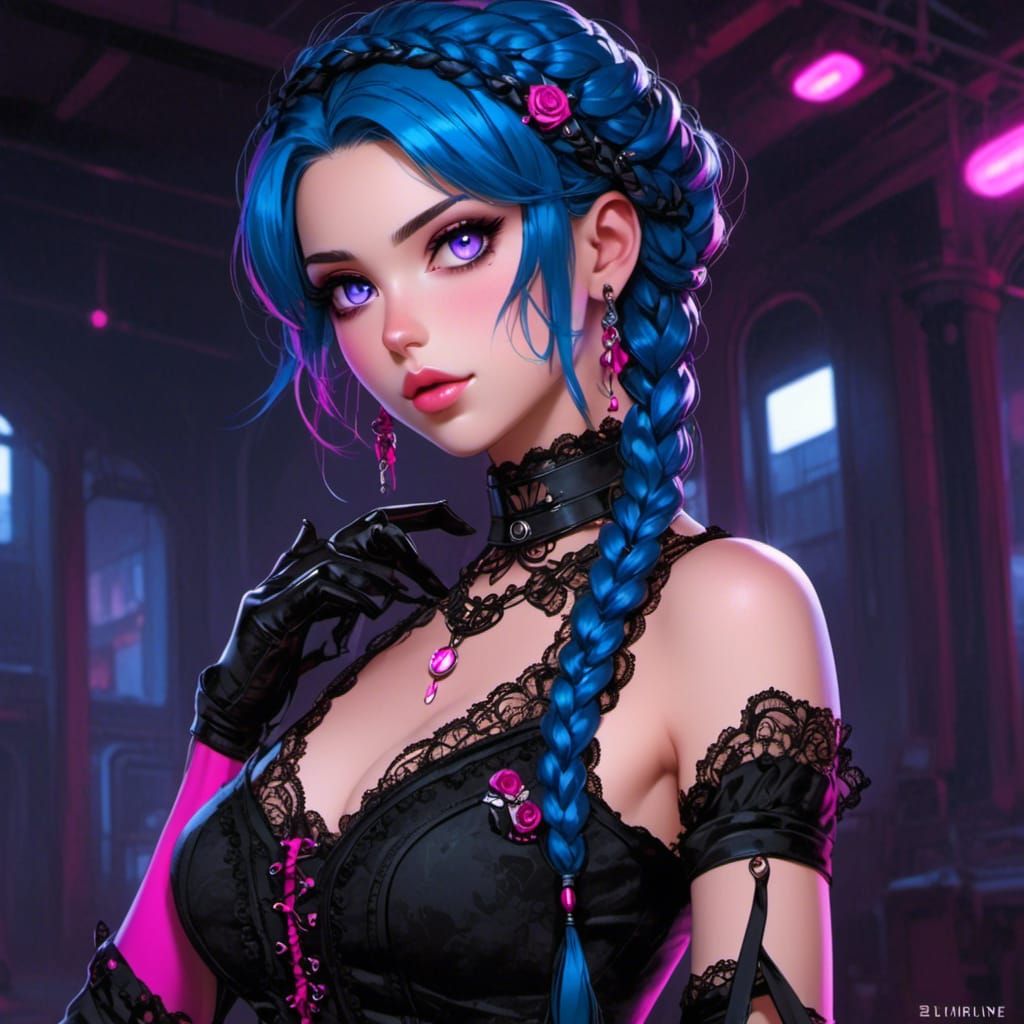 Anime Girl with Braided Hair in Dieselpunk Style
