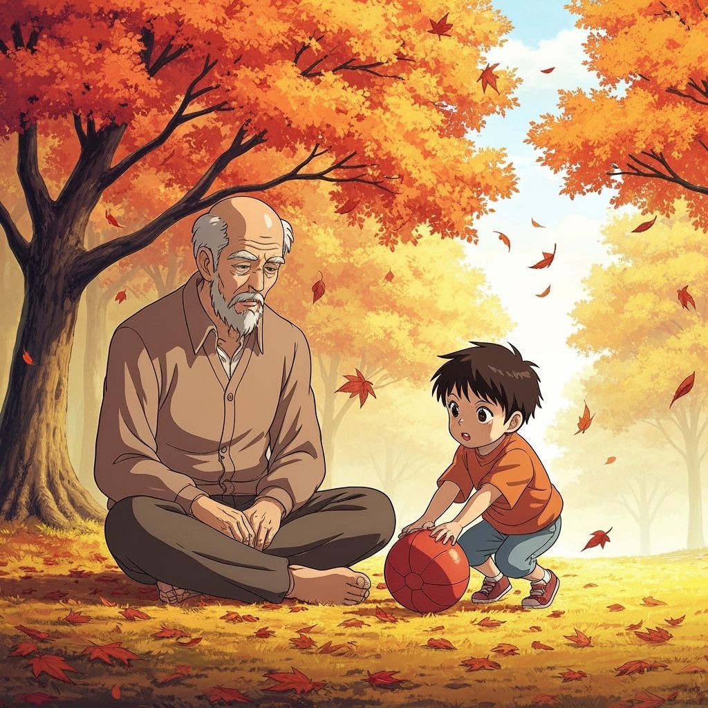 Autumn Park Scene in Studio Ghibli Style