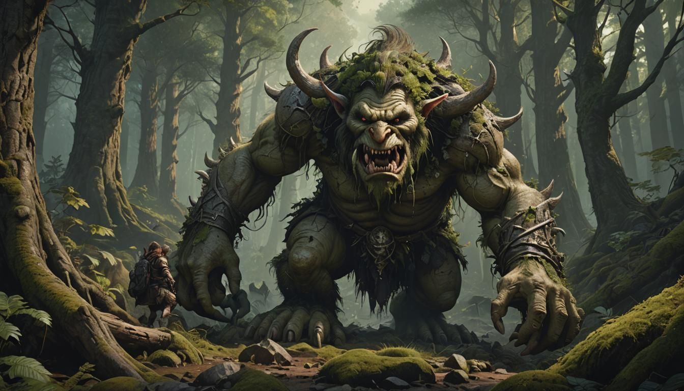 Menacing Giant Troll Hunts in Dark Forest