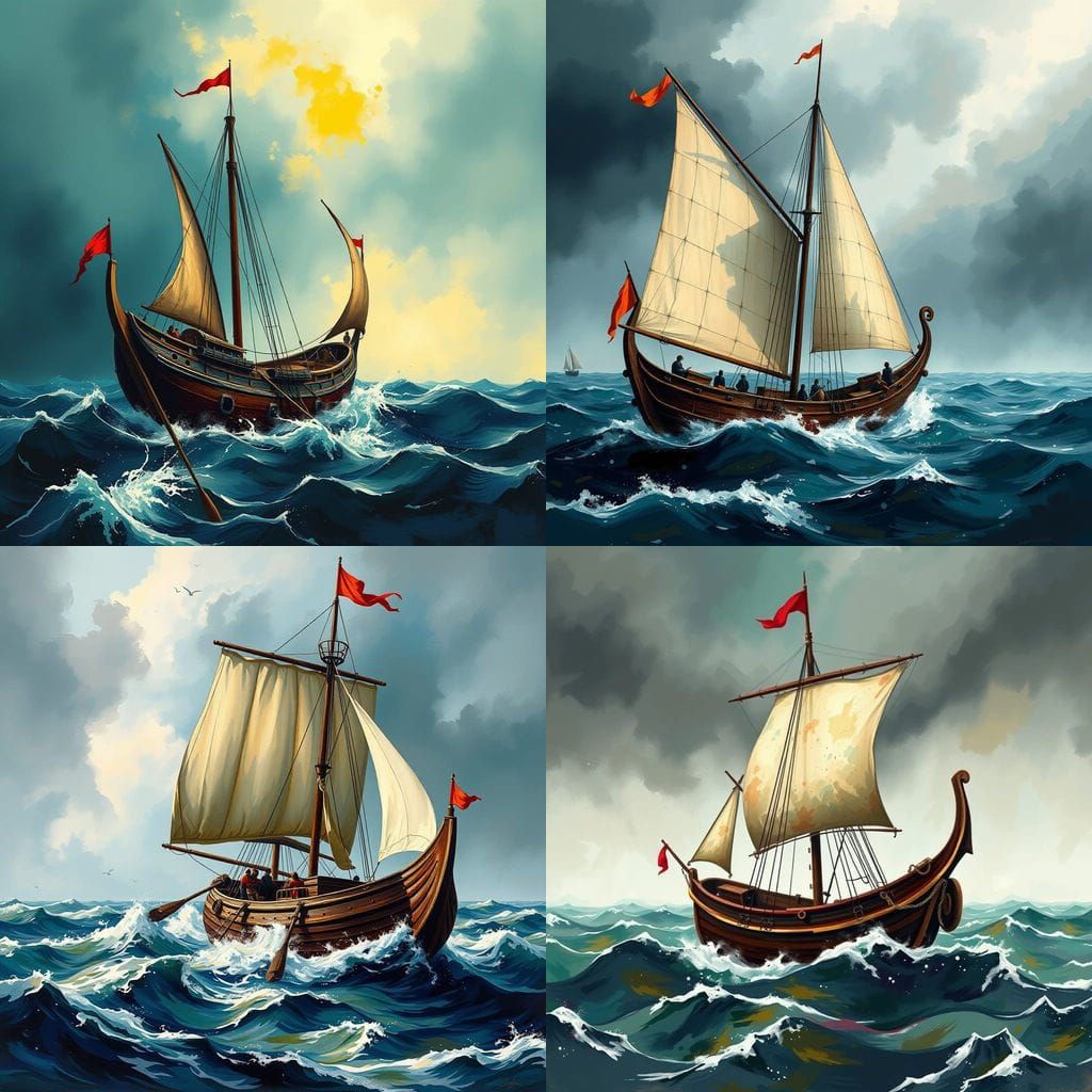 Vibrant Stormy Seascape in Abstract Art