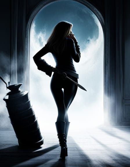 Female Thief in Shadows, Dark Fantasy Art
