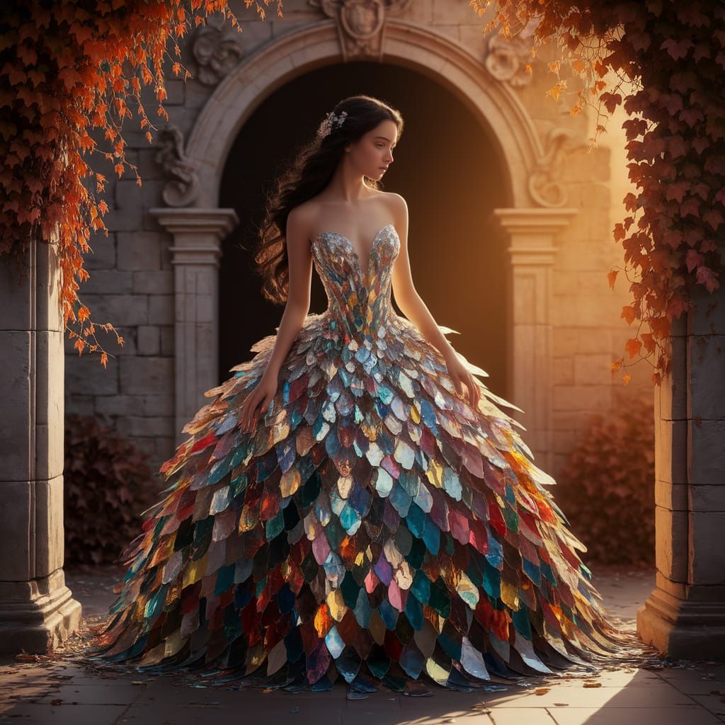 Woman in Gown of Glass Fragments