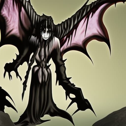Demon Vampire Monster with Wings in Anime Style