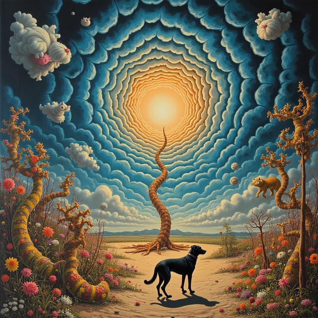 Elastic flora stretching and twisting in a vast surreal land...