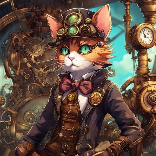 Futuristic Cyborg Cat with Robotic Enhancements