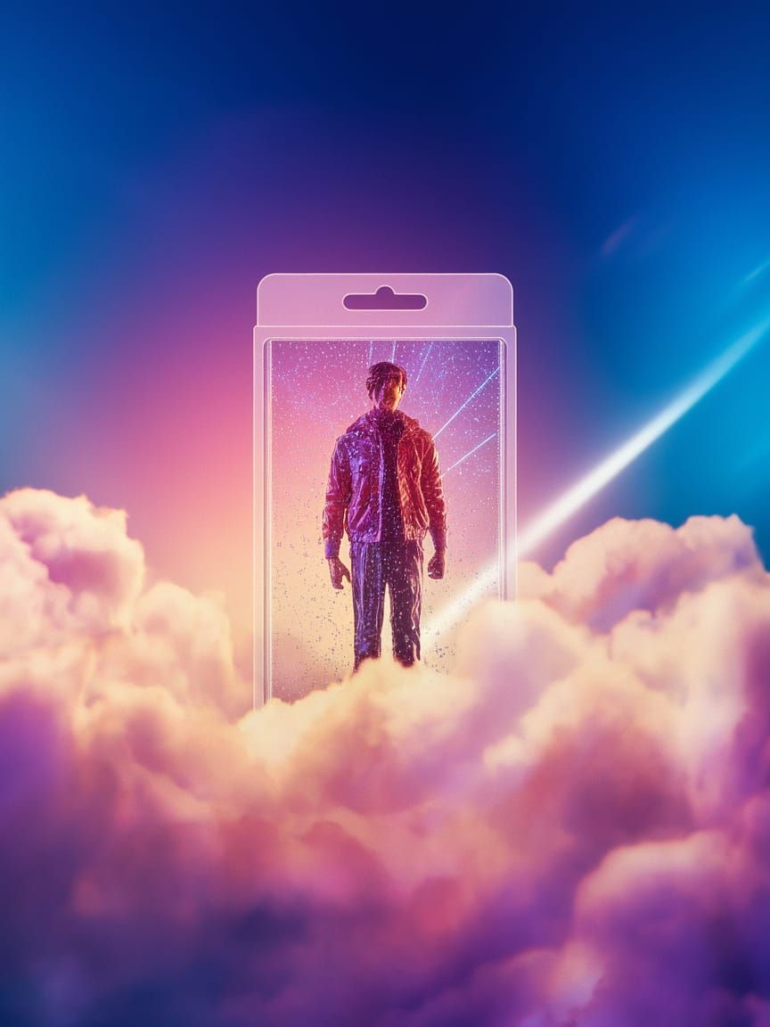 Vibrant Neon Figure in Heavenly Light