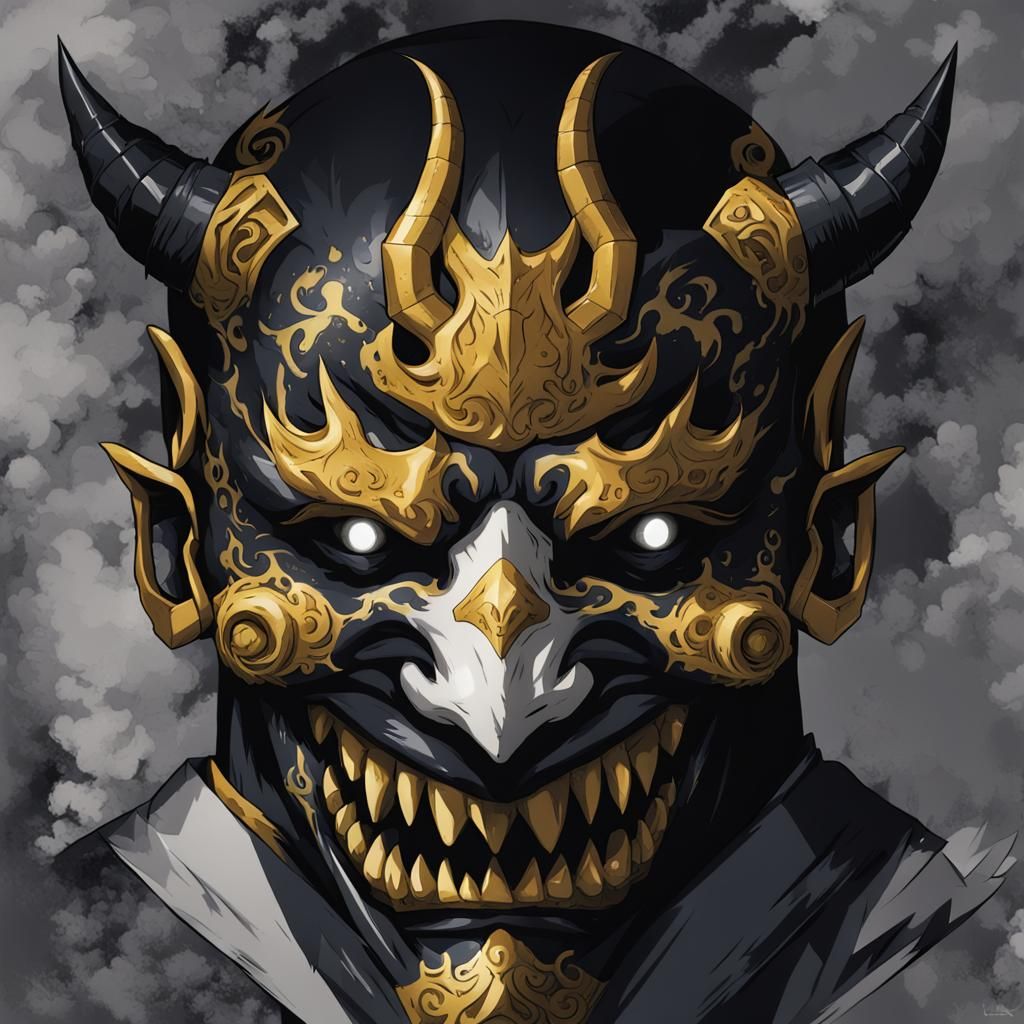 White Demon Mask in Hunter x Hunter Manga Style