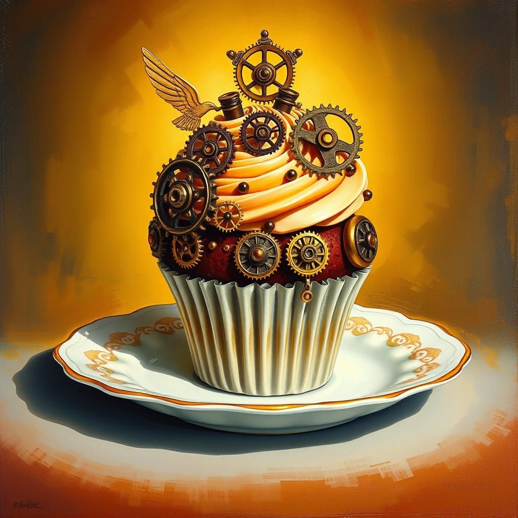 A wingdings steampunk cupcake