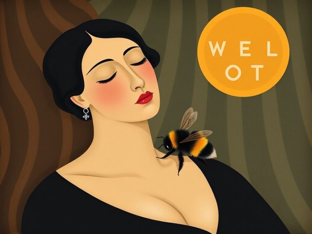 Bumblebee in Style of Modigliani, Holbein, and Wood