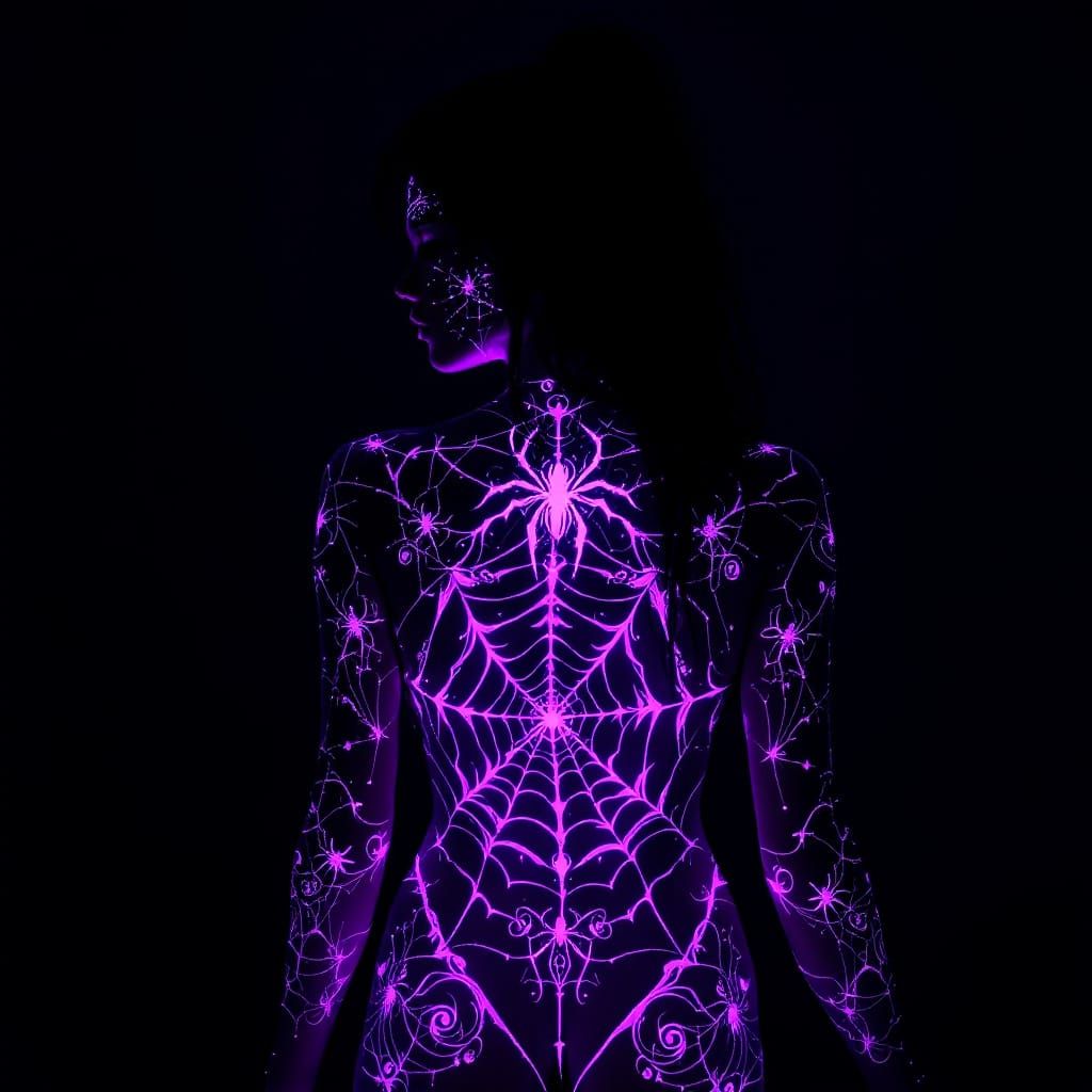 Gothic Woman with Glowing Rune Tattoos in Fantasy Art Style
