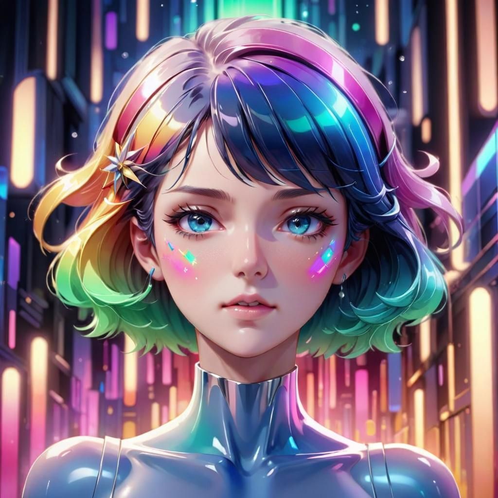 Anime Style Skincare Tutorial with Biopunk Abstract