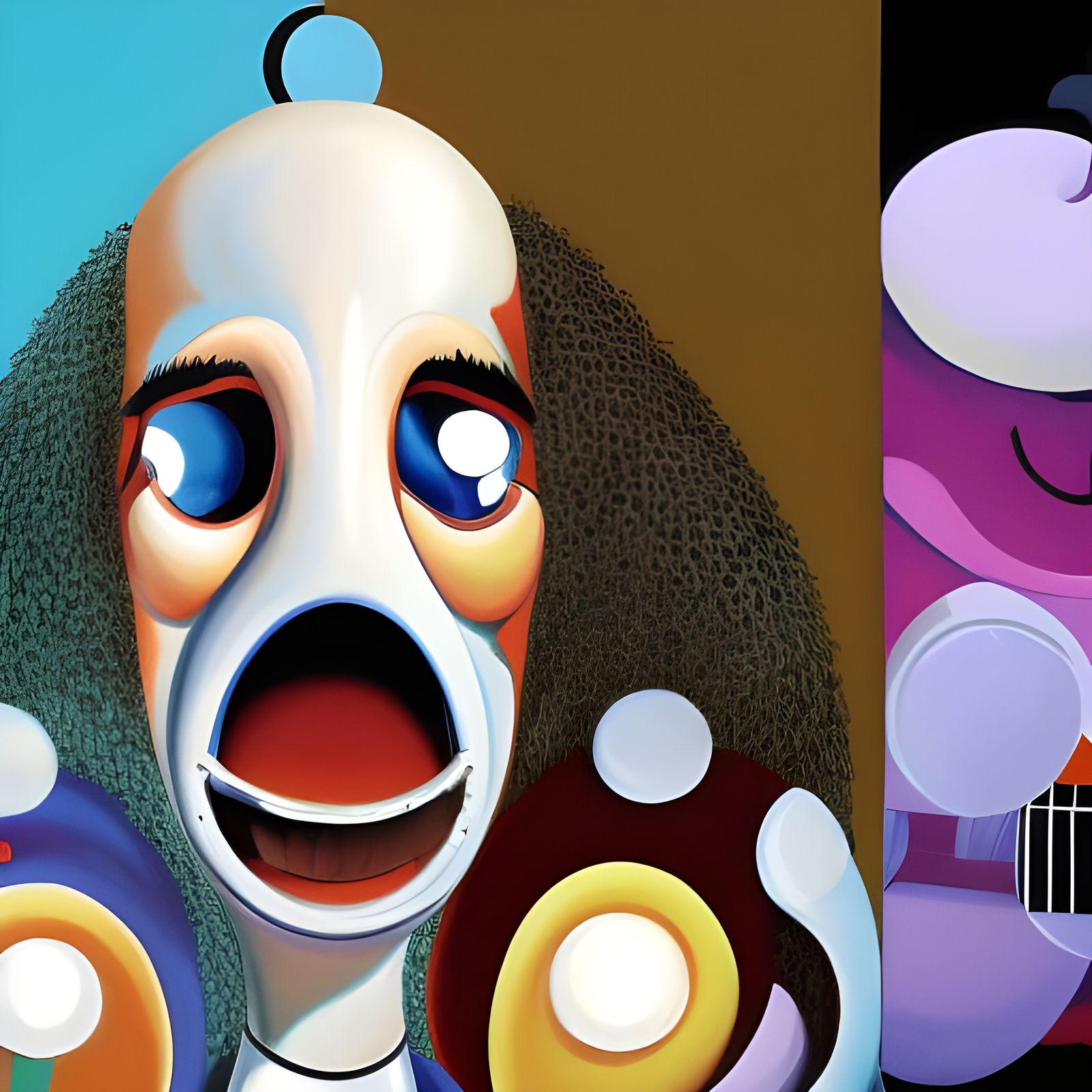 Cartoon Band Oil Painting with Fender Stratocaster