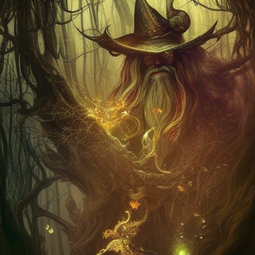Old Warlock in Enchanted Forest