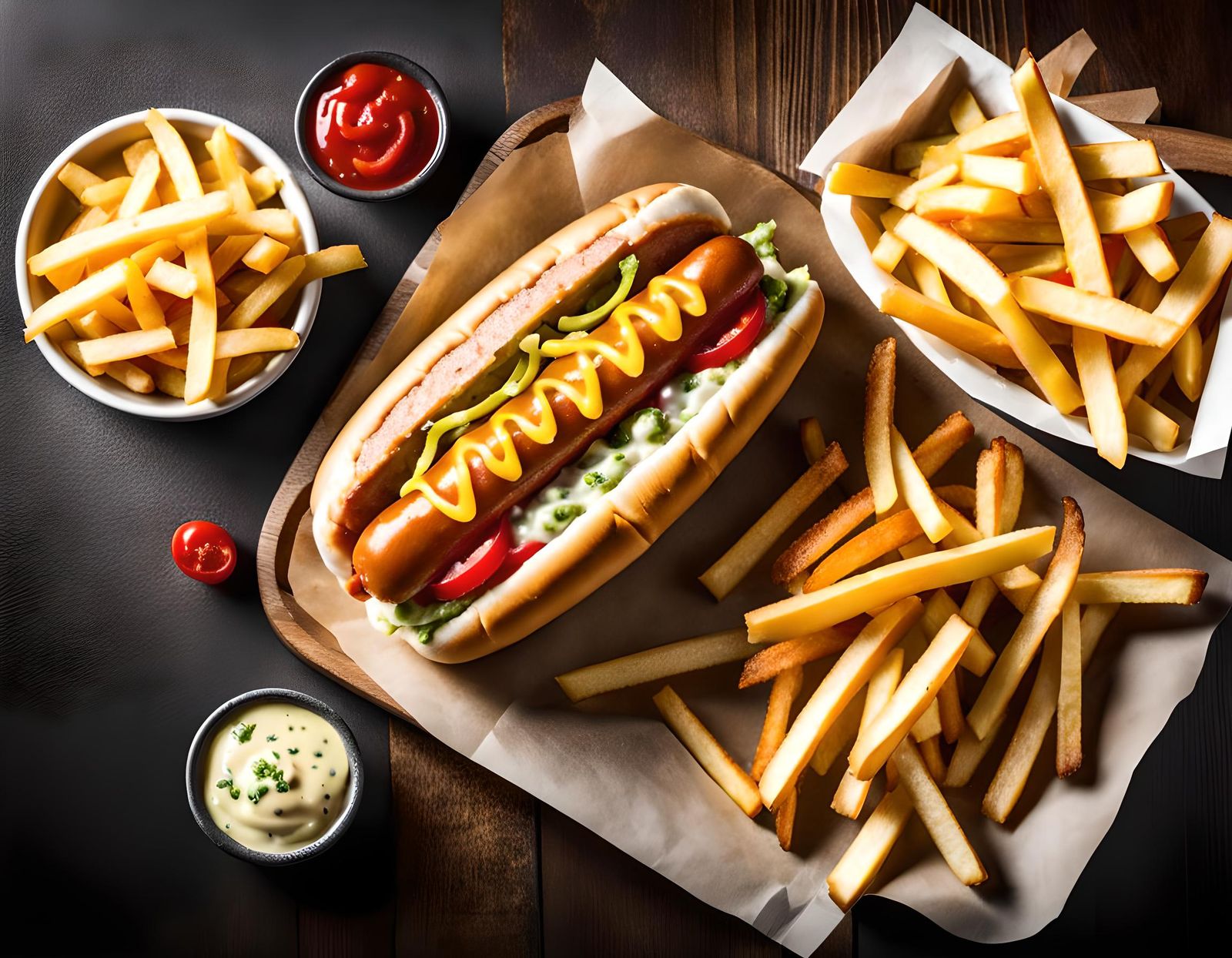 Chicago Style Hot Dog and Fries