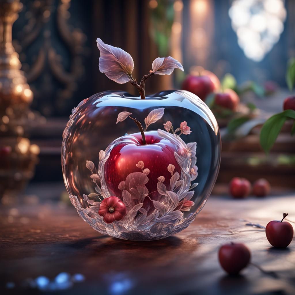 Crystal Apple with Flower: Matte Painting