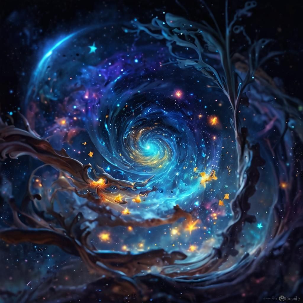 Galactic Fantasy: Star Constellations in Art Nouveau Style