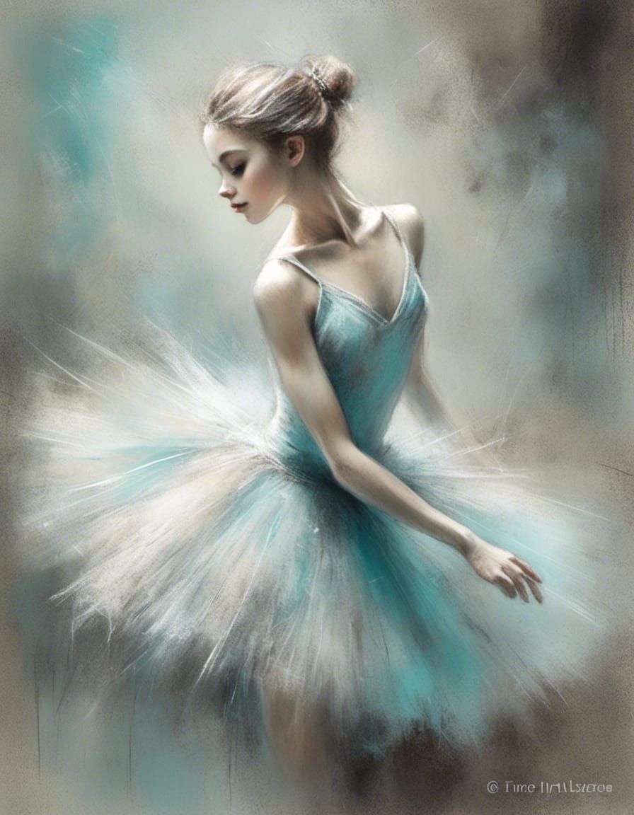Ballerina in Pastel Style Elegant Ballet Pose