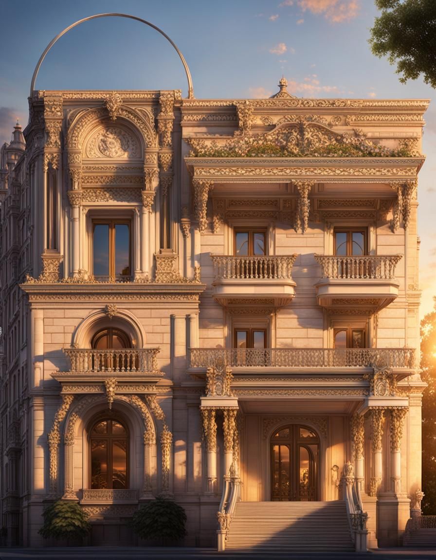 Neoclassical Building with Majestic Dome in Golden Light