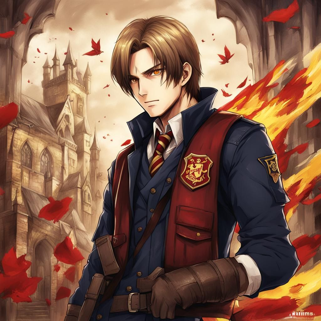 Leon Kennedy as Gryffindor Student in Anime Style