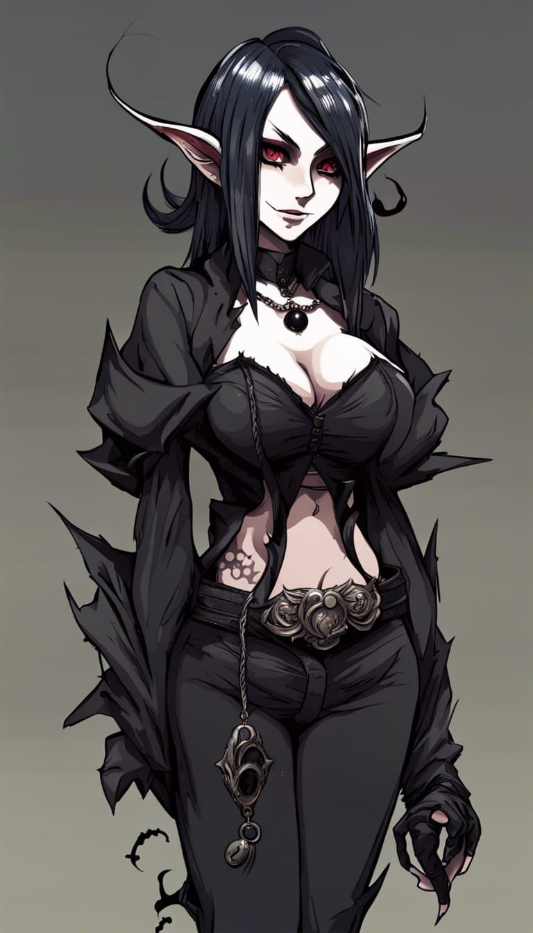 Goth Goblin Devil Girl in Anime Manga Style