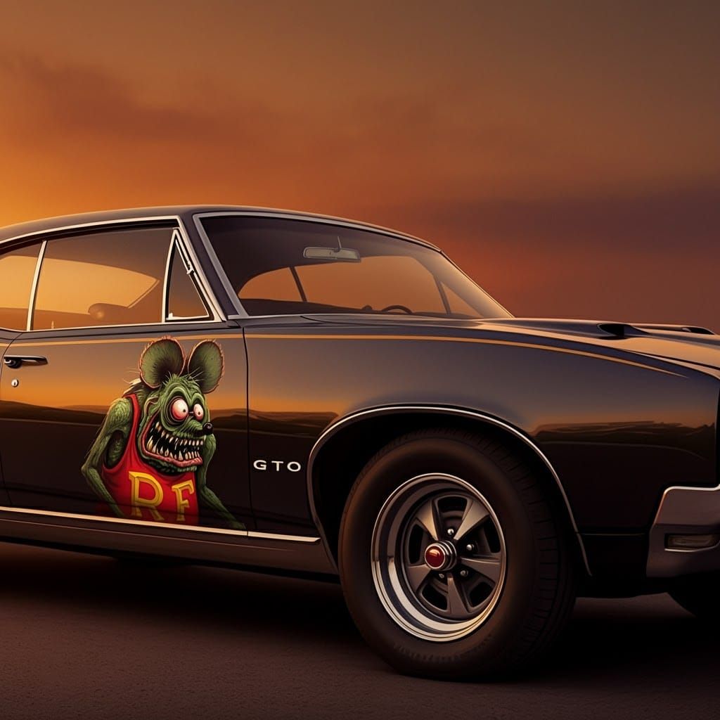 1968 Pontiac GTO with Rat Fink Graphic