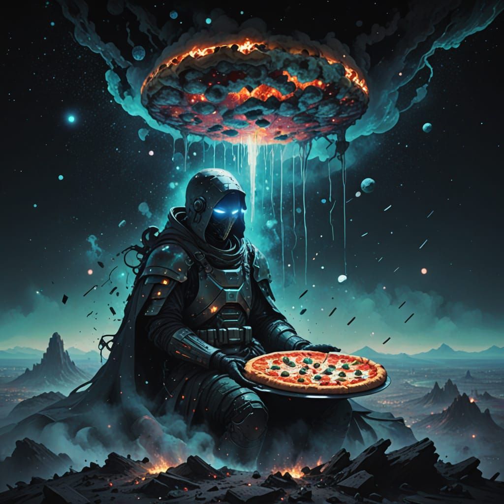 Cosmic Pizza Nebula in Manga Fusion Style