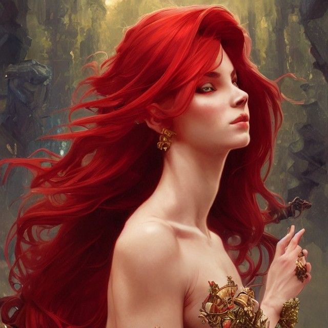 Elegant Evil Portrait with Red Hair