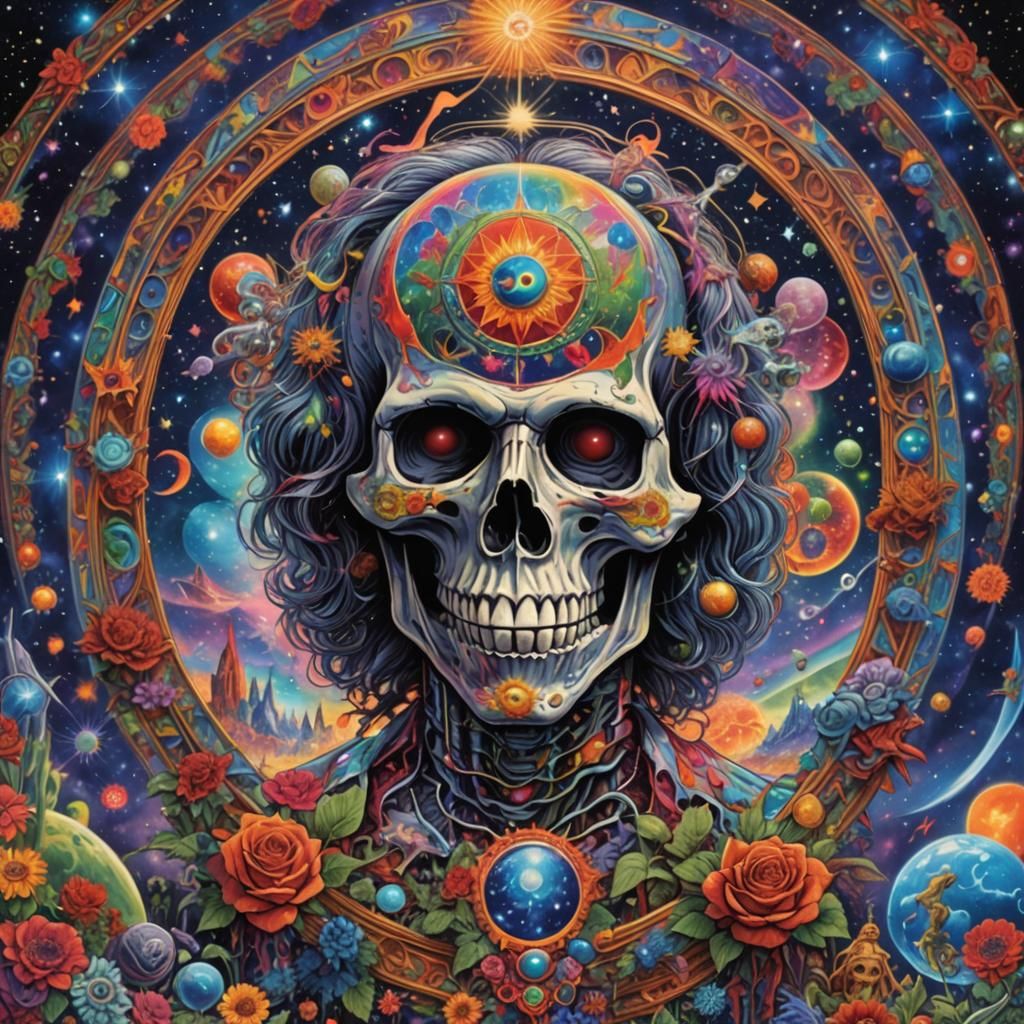 Holographic Grateful Dead: Cosmic Astral Illustration