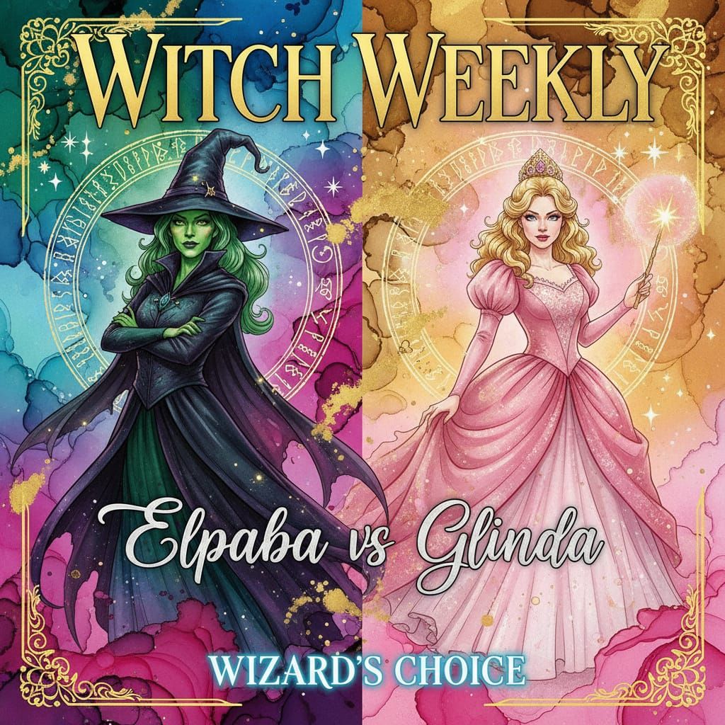 Witch, runes, Pretend magazine cover: ”Witch Weekly” ”Elphab...