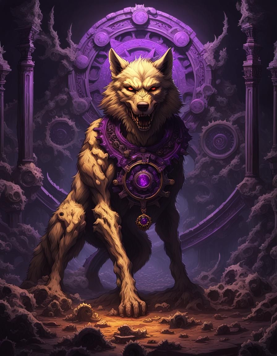 Monstrous Wolf Album Cover Art in Dark Fantasy Style
