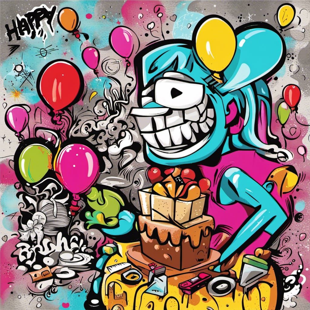 Graffiti Style Birthday Greeting Card