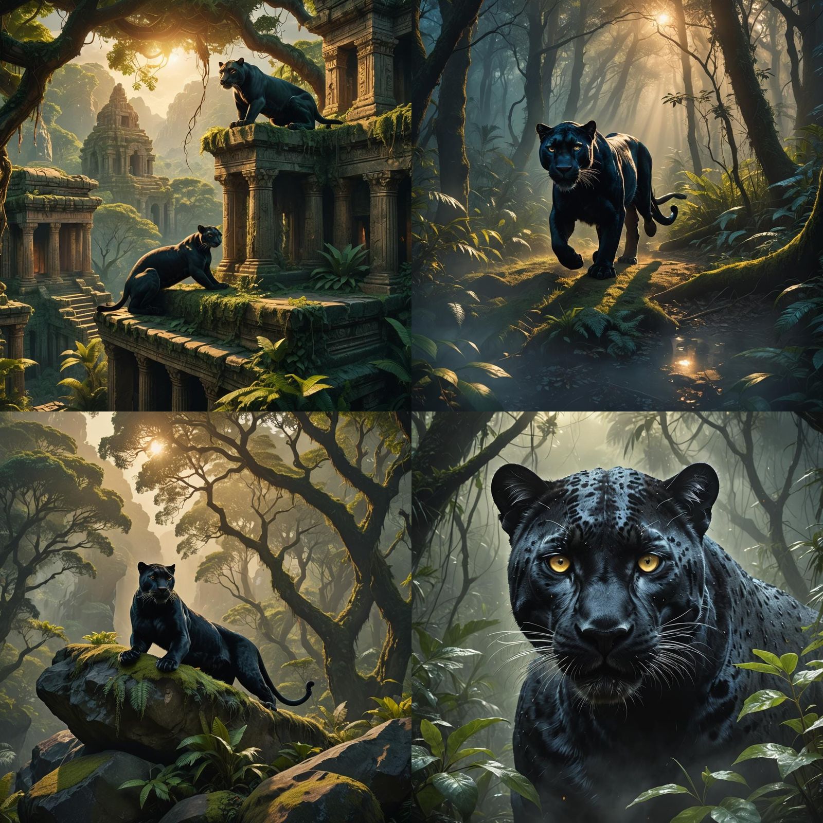 Dramatic Panther in Detailed Digital Matte Painting