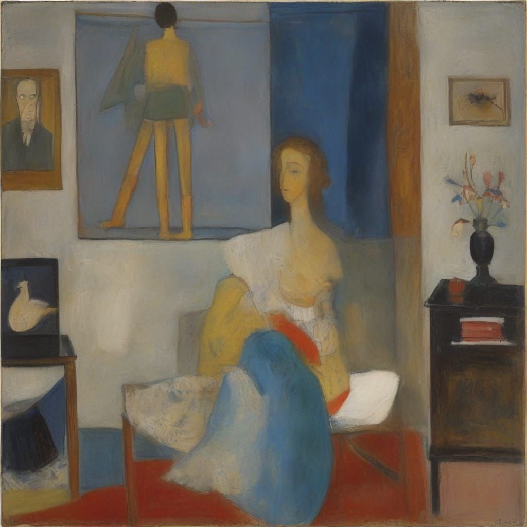 Abstract Figures Weaving Lace in Dreamlike Atmosphere