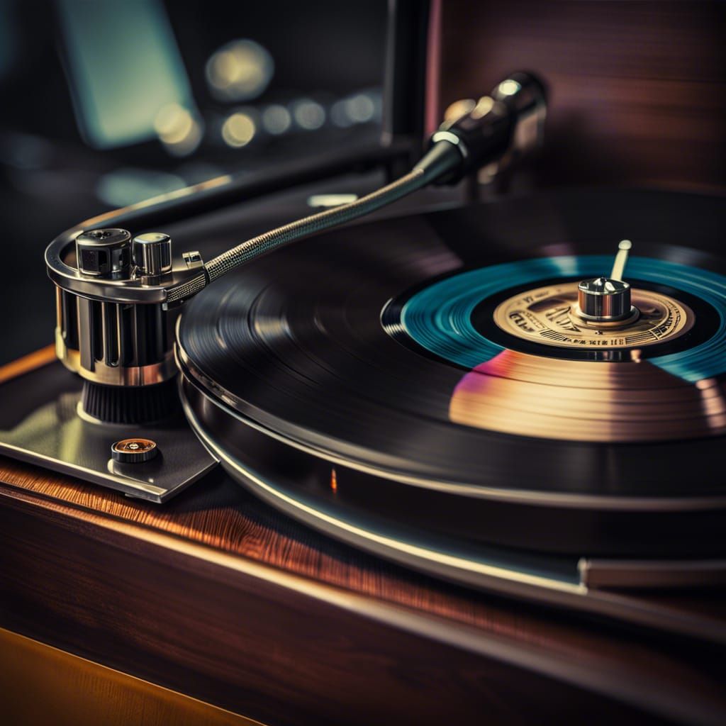Vintage Record Player Playing Beatles Album