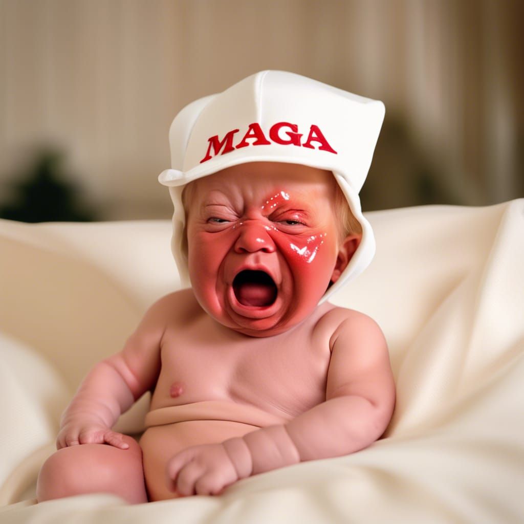 Humorous Image of Donald Trump as Crying Baby