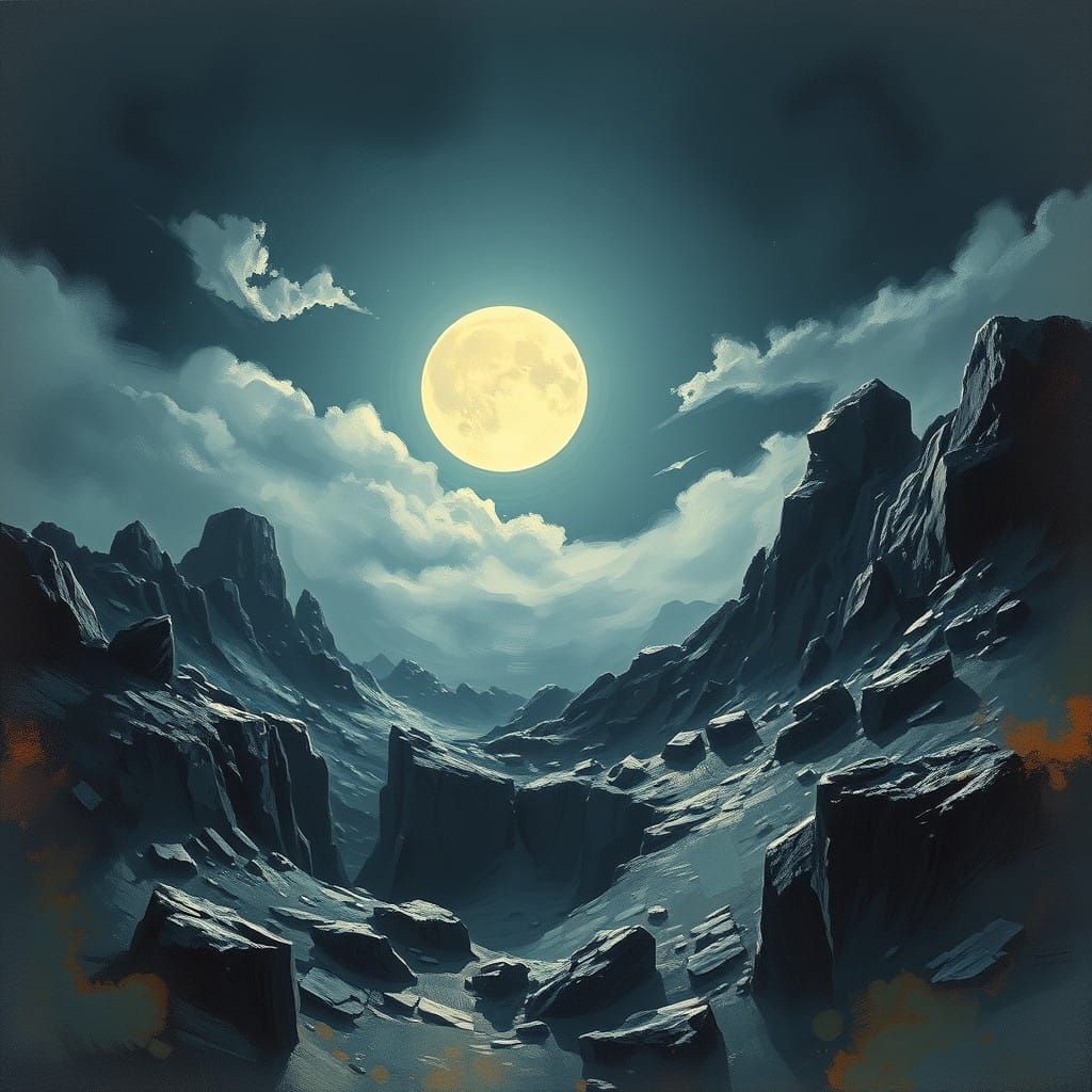 Dreamy Lunar Realm in a Cyberpunk Aesthetic