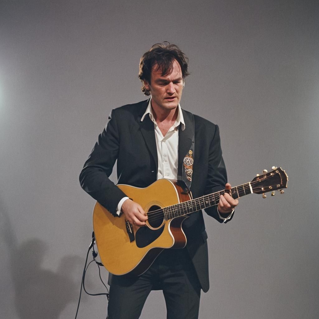 Guitarist Performing on Stage in Tarantino Style