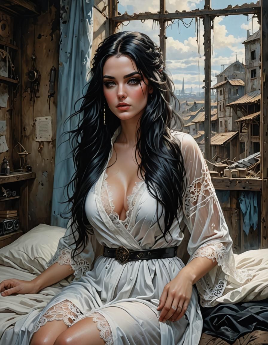 Post-Apocalyptic Girl in Acrylic Painting