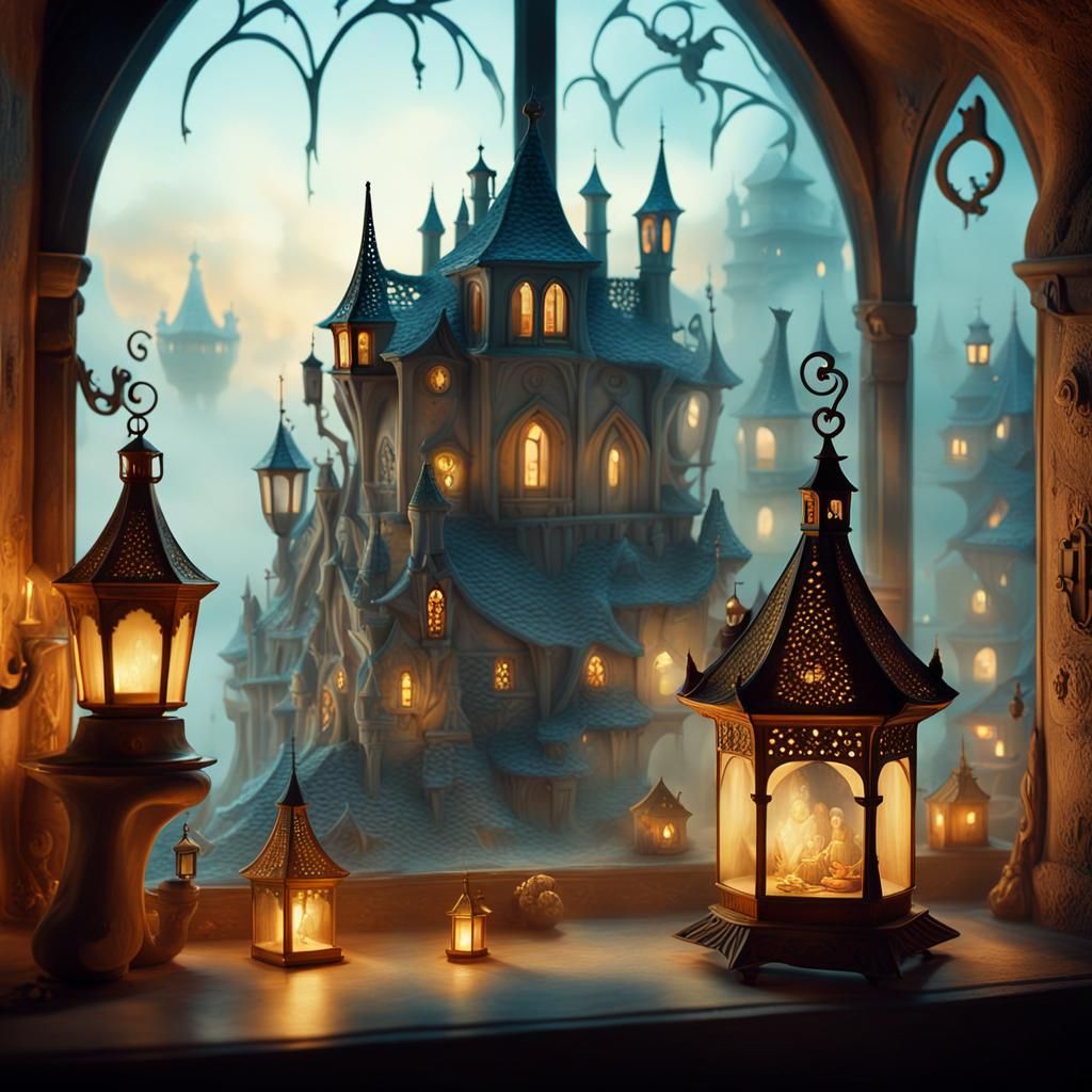 Medieval Village in a Box: Surrealist Dreamscape