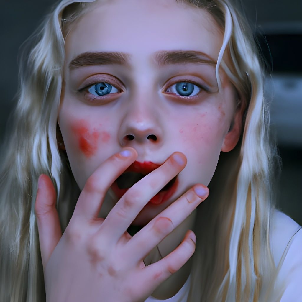 Bloody Blonde Teen in Dark Fantasy Style