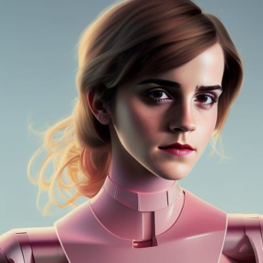 Robotic Woman Portrait in 1980s Style