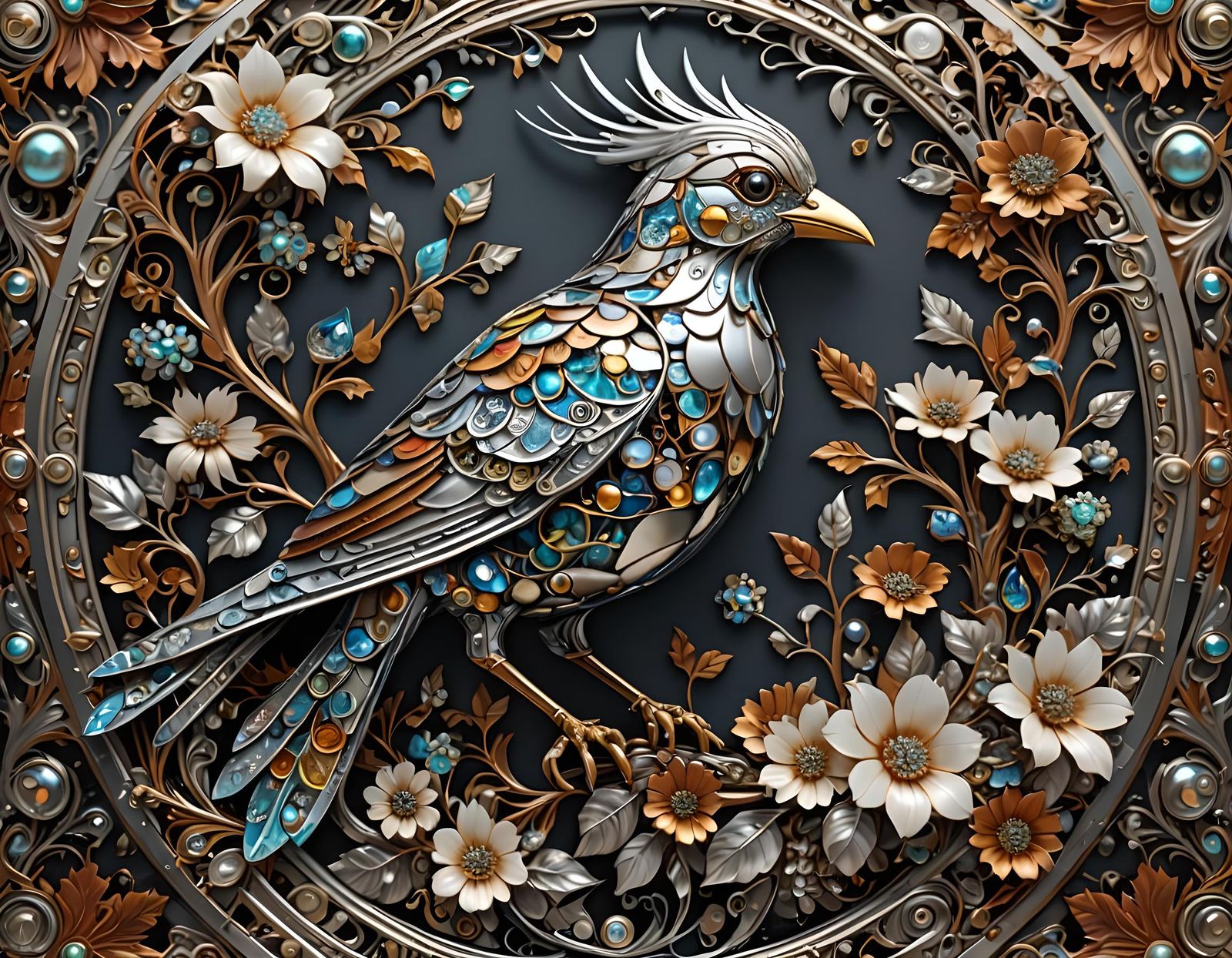 Metal art, a bird.
